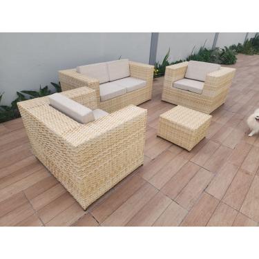 Imagem de Jogo Sofá De 4 Lugares Fibra Sintética Área Externa Fibra Sintética