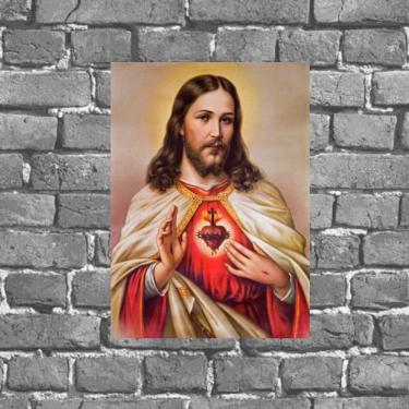 Imagem de Placa Decorativa Sagrado Coração De Jesus 18x27cm