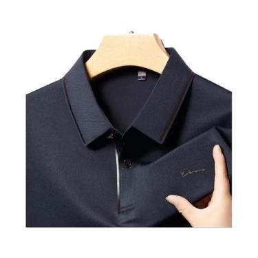 Imagem de Camisa Polo Masculina Casual De Negócios De Manga Longa, Cor Sólida, R