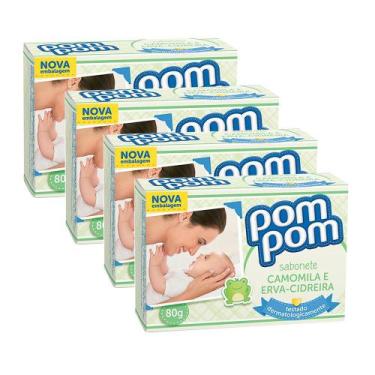 Imagem de Sabonete Infantil Pom Pom Camomila e Erva Cidreira 80g  Kit com quatro