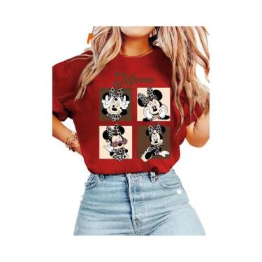 Imagem de Camiseta Minnie Mouse Com Estampa De Leopardo E Design De Laço, Manga 