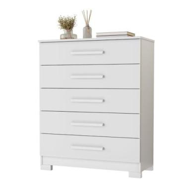 Imagem de Cômoda Cristina 5 Gavetas Tampo de 18mm Pés em PVC JCM, Branco