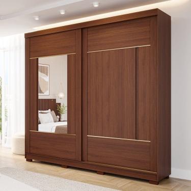 Imagem de Guarda-roupa Casal 229cm 2 Portas de Correr com Pés e 2 Espelhos Mdf Talin Jequitiba