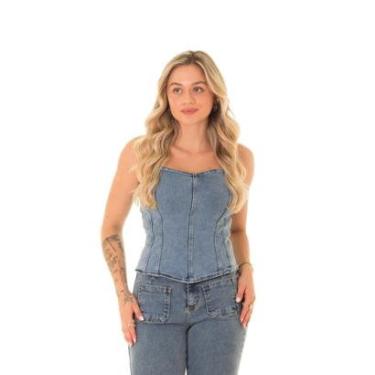 Imagem de Top Corset Jeans Feminino Arauto-Feminino