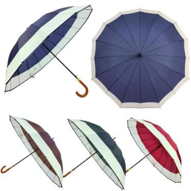 Imagem de Guarda Chuva Liso Grande Automático Colorida Sombrinha Reforçada Para 