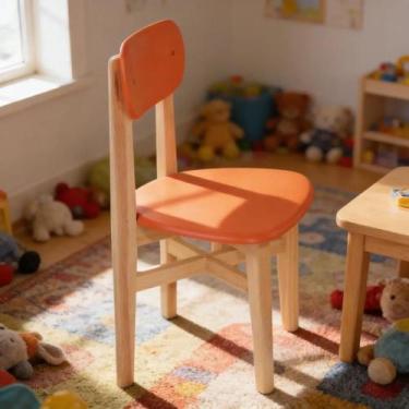 Imagem de Cadeira Infantil Colorê Pés em Madeira Pinos e Assento MDF Cor:Rosê - 