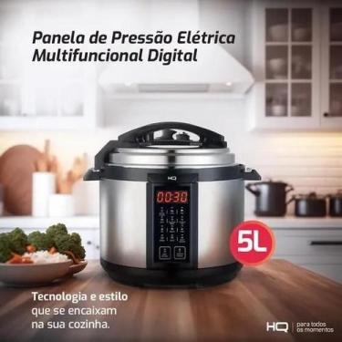 Imagem de Panela de Pressão Elétrica Multifuncional Digital de 5 Litros em Inox 
