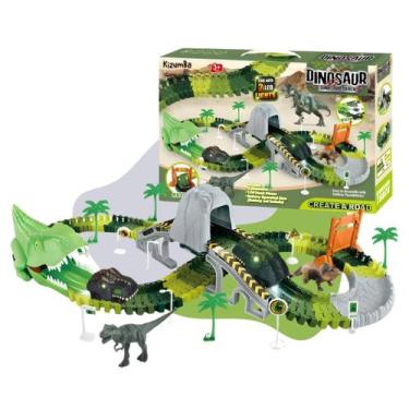 Imagem de Pista de Corrida Dinossauro Com Túnel Trilhos Brinquedo Temático Avent