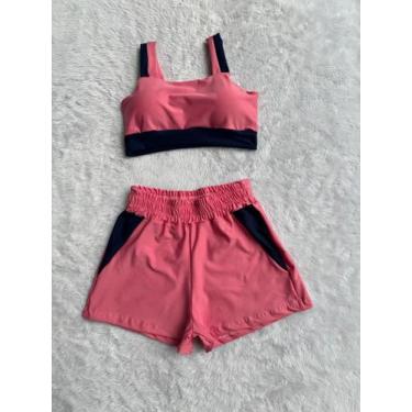 Imagem de Conjunto Fitness Short e Top bojo Removivel Roupa Academia - PIJAMAS V
