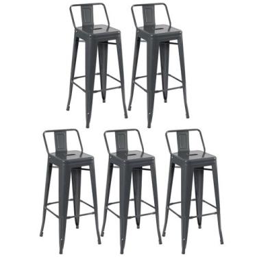 Imagem de Kit 5 Banquetas Laráz Iron Tolix Design Cinza escuro - Laraz