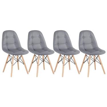 Imagem de Laraz Home Decor, Kit 4 Cadeiras Estofadas Eames Eiffel Botonê - Madei