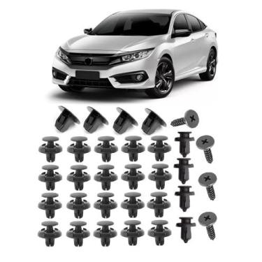 Imagem de Kit 36 Presilhas Grampo Parabarro Diant Civic 2017 18 A 2023 - Plastca