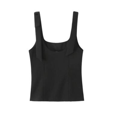 Imagem de Top Slim Amarelo Com Laço Para Mulheres, Camiseta Sexy E Chic Com Zípe