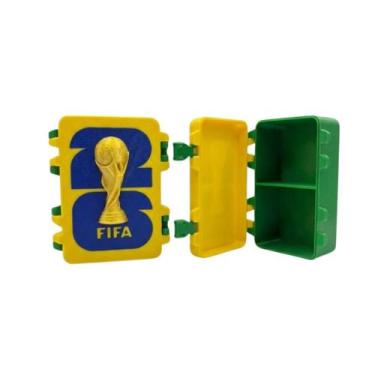 Imagem de Caixa Maleta Porta Figurinhas Álbum Copa do Mundo 2026 Verde e Amarelo