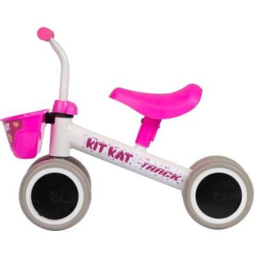 Imagem de Bicicleta de Equilíbrio Kit Kat Com Cesta 4 Rodas e Sem Pedal Branco e