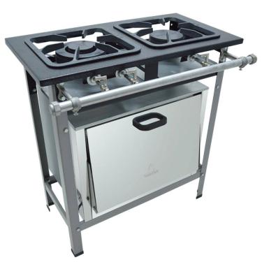 Imagem de Fogao Industrial 2 Bocas M-10 M/m Max 30X30 Perfil 6,5 Cm Com Forno - Metalmaq