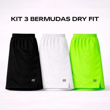 Imagem de Kit 3 Bermudas Masculinas Dry Esportivas Academia Treino Futebol Conforto Performance L...