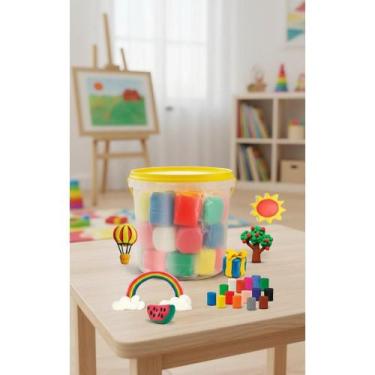 Imagem de 2x Balde Grande Massinha Modelar 30 Cores Sortidas Infantil - Congratu