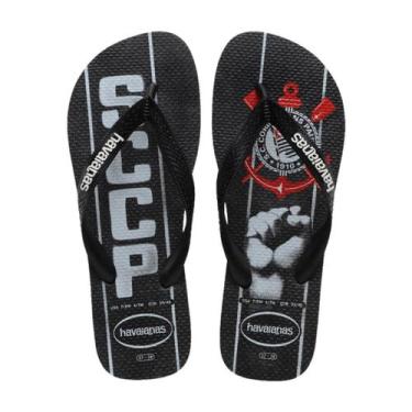 Imagem de Chinelo Havaianas Original Time oferta, Corinthians, Preto, 39/40