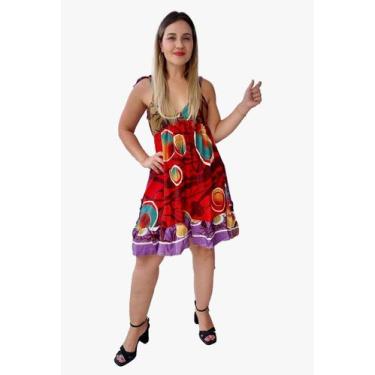Imagem de Vestido Feminino Indiano Tipo Trapézio Alça c/ Regulagem Seda Cod 1601