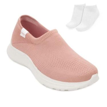 Imagem de Tênis Slip On Rainha Charm e Meia RN25, 38, Rosa, Branco