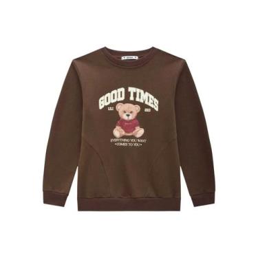 Imagem de Blusa Moletom Marrom Good Times Menina Lilimoon, 16, Marrom