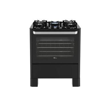 Imagem de Fogão Fischer Fit Line 5 Bocas Preto Mesa de Vidro e Trempe Iron Bivolt