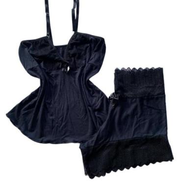 Imagem de Pijama Babydoll Feminino Com Renda e Alça Regulável - PRESENTUS DEI, G