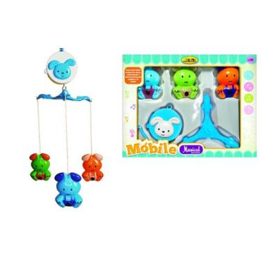 Imagem de Móbile Musical Giratório Berço Carrinho Coelho Azul Coloria, Azul