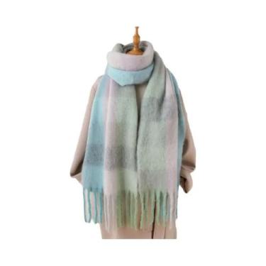 Imagem de Cachecol De Luxo Feminino Em Cashmere Xadrez, Xale Quente De Inverno, 