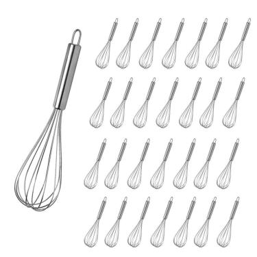 Imagem de Kit 85 Fouet Batedor Ajustável D1112-Fouet Misturador Manual Aço Inox Regulável Confeitaria Prata AB Mídia