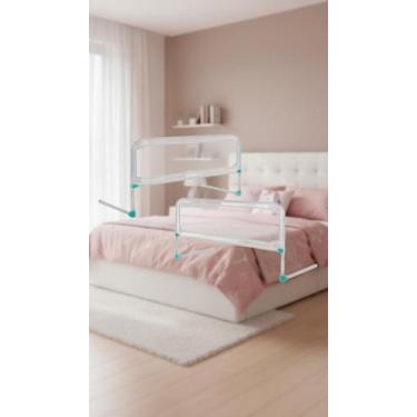Imagem de Kit 2 Grades de Proteção Cama Berço Dobrável Branca - Congratulations 