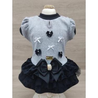 Imagem de Vestido Bubble Mescla e Preto para cachorro e gato Tamanho:GG - Dudog 