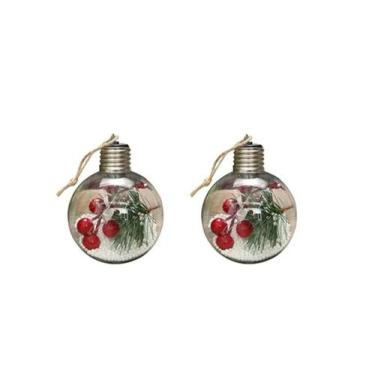 Imagem de Bola de Natal Decorada com Led C/2 - Planeta com.imp.exp.ltda