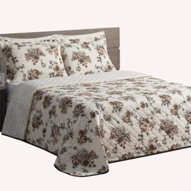 Imagem de Cobre Leito Queen Amy 3 pçs 100% Algodão - Fl_Tabac - Lilly Home Enxov