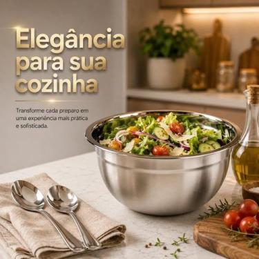 Imagem de Tigela Bowl em Aço Inox 24cm Saladeira Massas Profissional Multiuso Re
