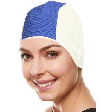 Imagem de Touca de Natação BEEMO Bicolor em Látex para Mulheres - Marinho