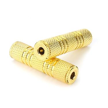 Imagem de Acoplador de 3,5 mm, conector adaptador estéreo fêmea Devinal TRS/TS de 1/20.3 cm para fêmea, trocador de gênero fêmea banhado a ouro, extensor de conectores de cabo auxiliar pacote com 2