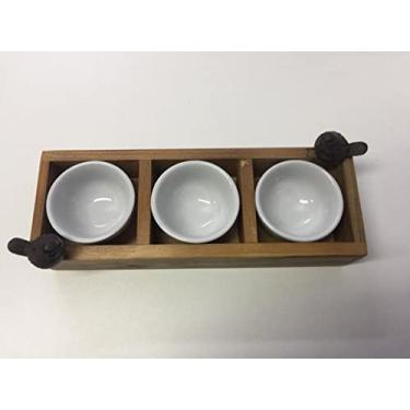 Imagem de Petisqueira rústica em madeira, passarinhos e 3 potes branco Home Garden