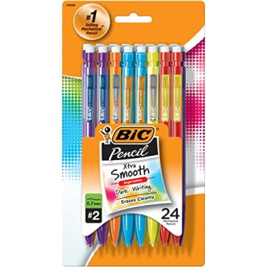 Imagem de BIC Lapiseira Xtra-Smooth, edição colorida, ponta média (0,7 mm), perfeita para sala de aula e tempo de teste, 24 unidades