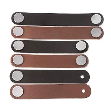 Imagem de Punho de gabinete suave Pu Botões de porta de gaveta de cômoda de couro puxar hardware de móveis YYDFPIIA (Color : BLACK, Size : Single Hole)