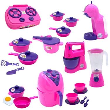 Imagem de Brinquedo de Cozinha Infantil Panela Eletro Air Fryer Fogão 23pç