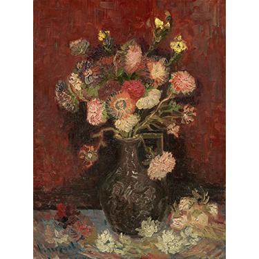 Imagem de Vaso com Ásteres e Gladiolos Chineses Flores 1886 Pintura de Vincent Van Gogh na Tela em Vários Tamanhos (55 cm X 40 cm tamanho da imagem)