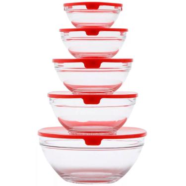 Imagem de Conjunto Fe 5 Bowls Vidro Yampa Vermelho - Ref. 25622