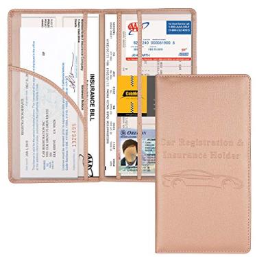 Imagem de Cacturism Registro de carro e suporte de seguro, porta-luvas de veículo organizador de carro homens mulheres carteira acessórios estojo com fecho magnético para cartões, documento essencial, carteira