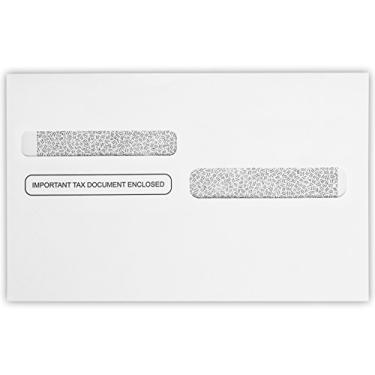 Imagem de Envelopes 5 5/8 x 9 para formulários W-2/1099 em 24 lb. Branco com película de segurança para formulários de impostos por correio, documentos financeiros, cheques, pacote com 50 (branco)