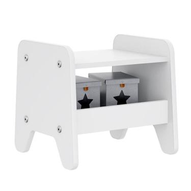 Imagem de Banquinho Infantil Arredondado Com Porta Objetos - Branco