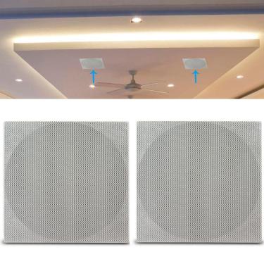 Imagem de Par Arandela Quadrada Teto Com Alto Falante Kazaudio Coaxial CK6Q 6,5" 80W RMS By...