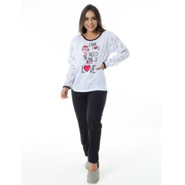 Imagem de Pijama Manga Longa Feminino em Malha Suave PV | 159
