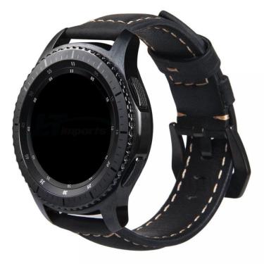 Imagem de Pulseira Couro bk compatível com Samsung Galaxy Watch 3 45mm - Galaxy Watch 46mm - Gear S3 Frontier - Amazfit gtr 47mm (preto)
